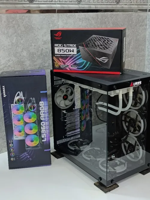 PAK PC GAMER BOITE AURES +POWER SUPLY ROG STRIX GOLD 850 WAT + WATER COLING RAIDMAX RGB ORAN