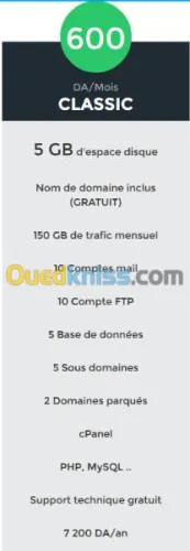 Hébergement de sites web 5 Giga