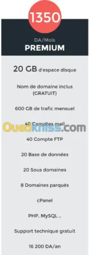 Hébergement de sites web 20 Giga