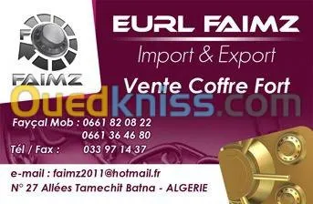 VENTE EN GROS ET DETAIL DE COFFRE FORT