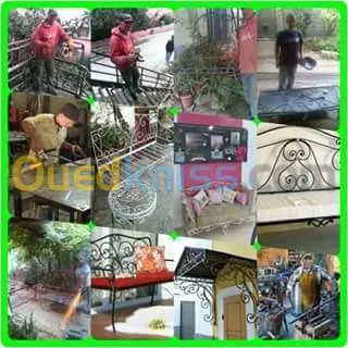 Décoration en fer forgé et en bois