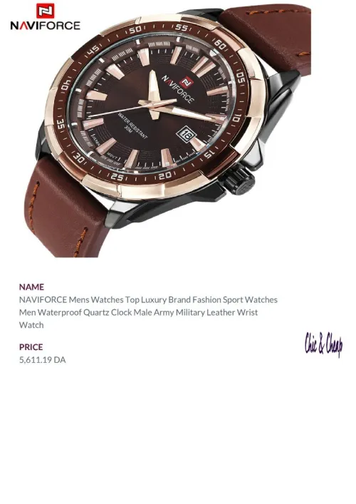 NAVIFORCE hommes mode montres décontractées hommes horloge à Quartz homme bracelet en cuir armée