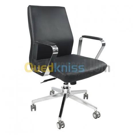 les Chaise Visiteur LUX Rembourrée Chaise Opérateur MODUS En Simili Cuir Noir Avec Accoudoir