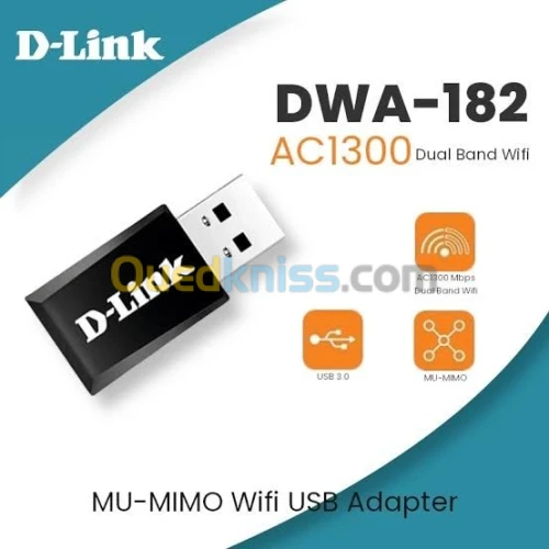 Clé Wi-Fi D-Link DWA-182 AC1300 USB 3.0 Win & Mac & 
