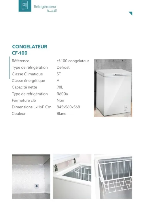 CONGELATEUR IRIS CF 100 L Blanc
