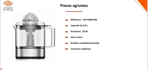 PRESSE AGRUMES IRIS 30W 0.8L
