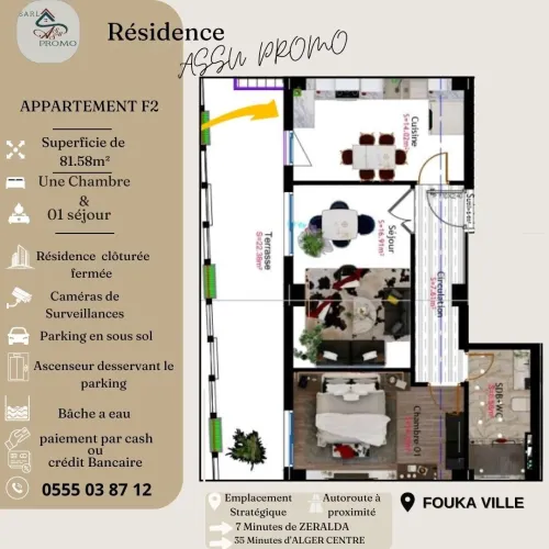 Vente Appartement F2 Tipaza Fouka