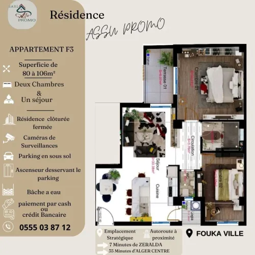 Vente Appartement F3 Tipaza Fouka