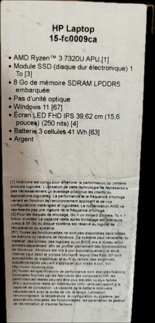 HP Laptop AMD Rayzen 3 7320U