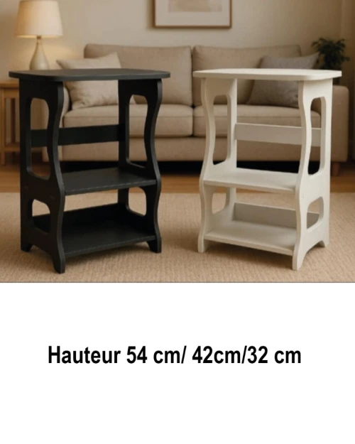 Table de chevet en noir et blanc Grand et petit format