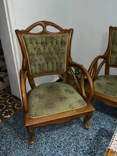 Salon rustique 5 places bois hetre + table صالون 