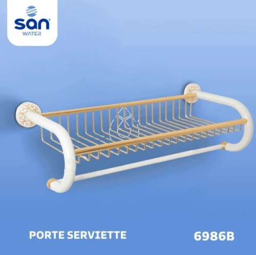 Porte-serviettes en aluminium avec tablette  | SAN-WATER