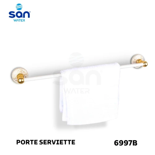 'ACCESSOIRES DE SALLE DE BAIN EN ALUMINUM - 7 PIÈCES SÉPARÉES - BLANC DORE  - INOXYDABLE DE LA MARQUE SAN WATER
