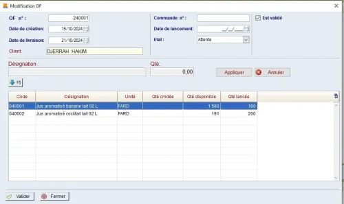 Logiciel de gestion de production