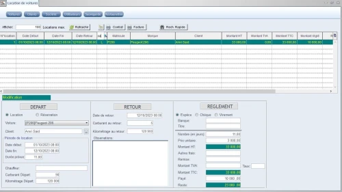 Logiciel de gestion des locations de voitures