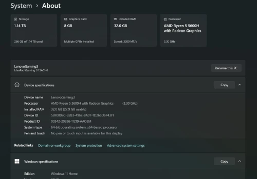 Lenovo IdeaPad Gaming 3 (Ryzen 5 5600H + RTX 3050 Ti)
