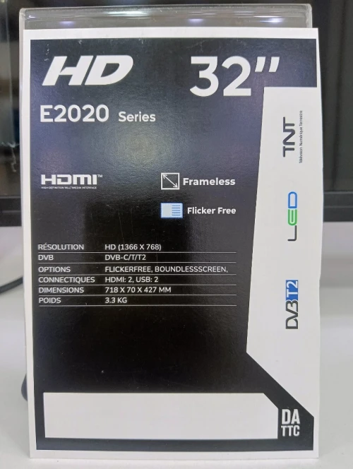 TV IRIS E2020 32" POUCES - LED HD BASIC - FLICKER FREE - DOLBY AUDIO- 16:9 60HZ - HDMI / USB -BLACK