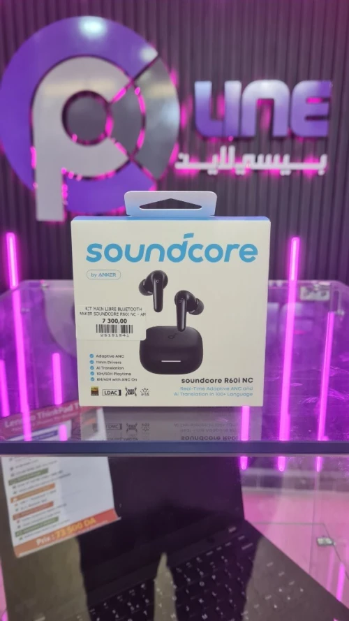 KIT MAIN LIBRE BLUETOOTH ANKER SOUNDCORE R60I NC - ANC - IP55 - 10H/50H PLAYTIME (8H/40H ANC ON) - 6 MIC AI CLEAR CALLS ET - TRADUCTION +100 LANGUAGES  R60I NC