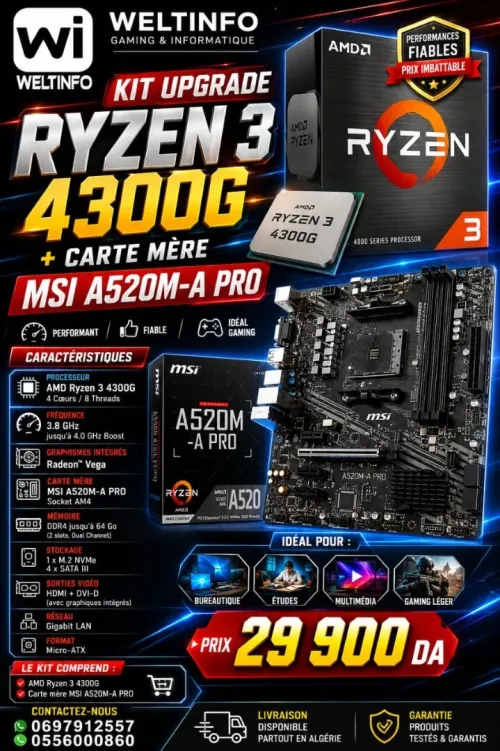 KIT UPGRADE RYZEN 3 4300G + MSI A520M-A PRO