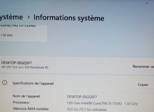 HP 250 G10 | INTEL CORE i5 1334U | 16GB RAM | 512GB NVMe SSD | INTEL UHD GRAPHICS