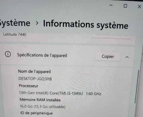 DELL LATITUDE 7440 ULTRA LEGER | INTEL Evo vPRO CORE i5 1345U | 1TB NVME SSD | 16GB RAM