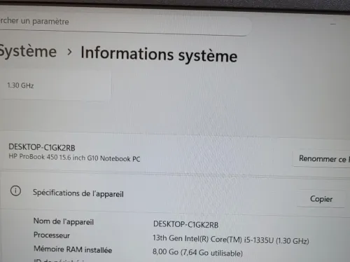HP PROBOOK 450 G10 15.6'' FHD| INTEL CORE i5 1335U | 8GB RAM | 256GB NVMe SSD | INTEL UHD GRAPHICS