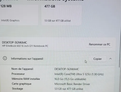 HP EliteBook 660 G11 16'' | CORE Ultra i5 125U | 16GB RAM | 512GB NVMe SSD | INTEL GRAPHICS