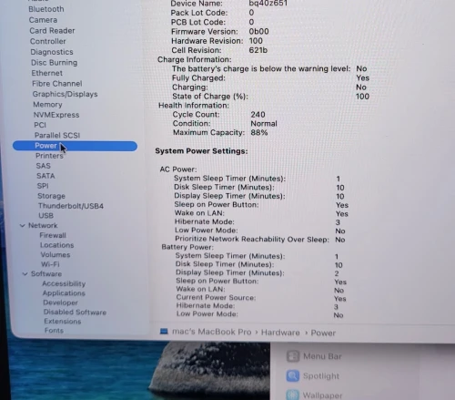MacBook Pro M3 2024 Noir sidéral | PUCE M3 11 CORE | GPU 14 CORE | 18GB RAM | 512GB SSD | CYCLES 240 | CAPACITÉ BATTERIE 88%
