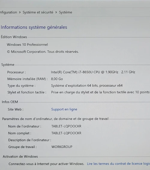 Microsoft Surface Pro 6 | CORE i7 8650U | 8GB RAM | 256GB SSD | INTEL UHD GRAPHICS