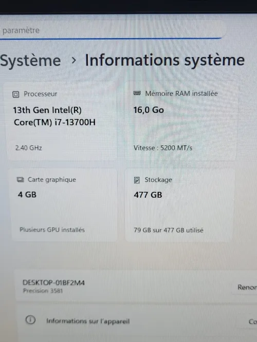 DELL PRECISION 3581 | CORE i7-13700H | NVIDIA RTX A500 4GB | 512 SSD | 16GB RAM | WORKSTATION