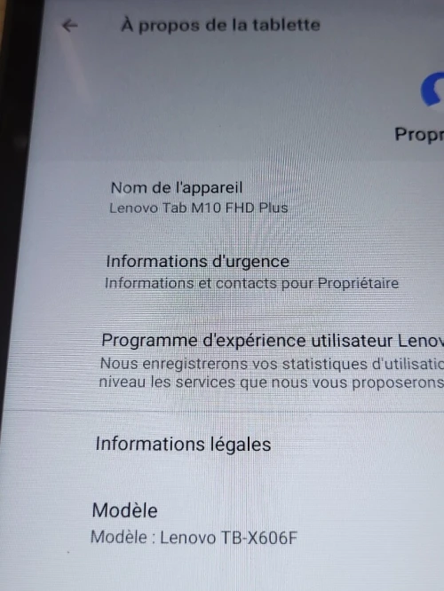 LENOVO TAB M10 FHD Plus  –  4Go / 64Go
