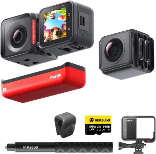Insta360 One RS Twin Edition on Geht's Kit - Caméra d'action étanche 4K60fps et 5.7K 360 avec objectifs interchangeables - stabilisation - Photos 48MP - HDR Actif - Traitement IA