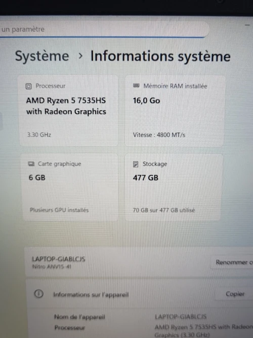 GAMING Acer Nitro V15 15.6 165Hz | RYZEN 5 7535HS | RTX 4050 6GB | 16GB RAM | 512GB M2 SSD |