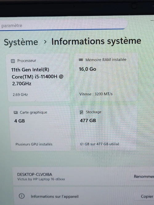GAMING HP VICTUS 16'' 144Hz | INTEL CORE i5-11400H | RTX 4350 Ti 4GB | 16GB RAM | 512GB M2 SSD