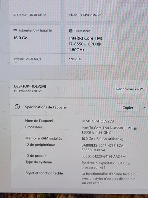 HP PROBOOK 450 G5 | CORE i7 8550U | NVIDIA GeForce 930MX 2GB | 16GB RAM | 512GB NVMe SSD