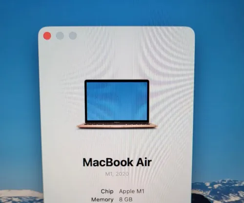 MacBook Air M1 2020 ROSE GOLD - CPU M1 8C - 8GB RAM - 512GB SSD - COMPTAGE DE CYCLES 114