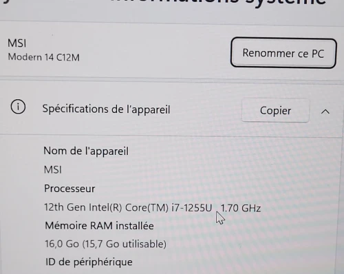 MSI Modern 14'' FHD | 12EME i7 1255U | 16GB RAM | 512GB NVM SSD |INTEL IRIS XE