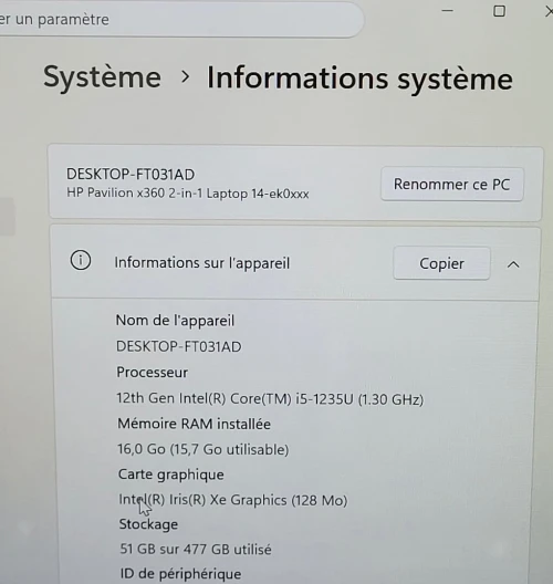 HP Pavilion X360 2-in-1 TACTILE | INTEL CORE i5 1235U | 16GB RAM | 512GB NVME SSD