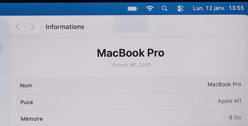 MacBook Pro M1 Gris Sideral | CPU M1 8C | 8GB RAM | 512GB SSD | COMPTAGE CYCLES 127 | MDM BYPASSED