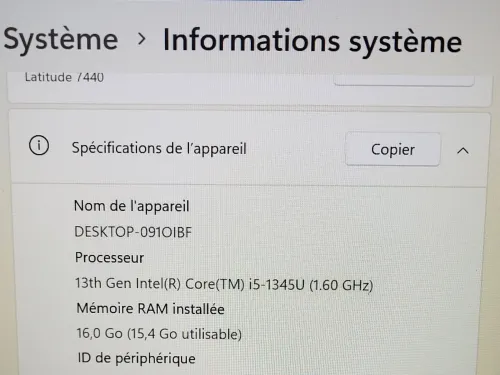 DELL LATITUDE 7440 ULTRA LEGER | INTEL CORE i5 1345U | 512GB NVME SSD | 16GB RAM