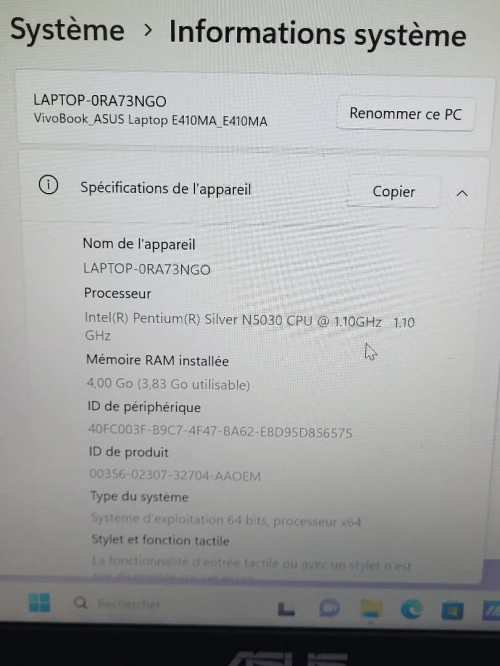 ASUS VivoBook 15.6" FHD | INTEL Pentium Silver N5030 | 4GB RAM | 128GB SSD | INTEL UHD GRAPHICS