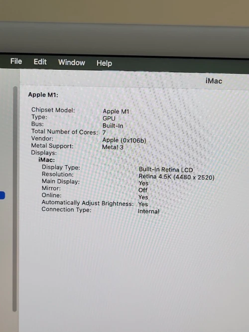 IMAC M1 24'' 4.5K | M1 Pro 8 CPU | GPU 8 COEURS | 16GB RAM | 512GB NVMe SSD |