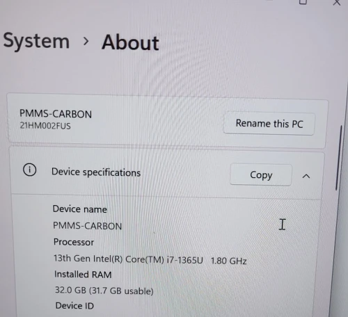 Thinkpad X1 CARBON GEN 11 | EVO vPRO CORE i7 1365U | 32GB RAM | 512GB NVMe SSD | IRIS XE