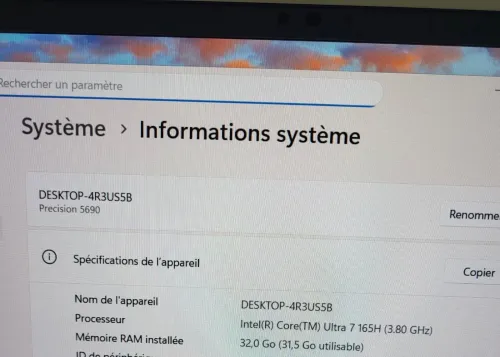 DELL PRECISION 5690 | CORE Ultra 7-165H | RTX 2000 ADA 8GB | 1To SSD | 32GB RAM