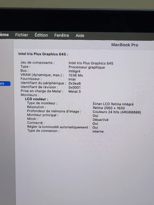 MacBook Pro Touch Bar Mid 2019 13-inch | INTEL CORE I5 QUATRE COEURS | 8GB RAM | 128GB SSD