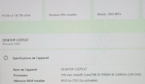 DELL PRECISION 7560 | i9-11950H | RTX A2000 4GB | 64B RAM | 2TB NVMe SSD | WORKSTATION