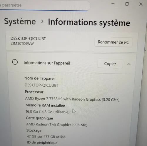 LENOVO THINKPAD E14 GEN 6 FHD + | RYZEN 7 7735HS | 16GB RAM | 512GB NVME SSD