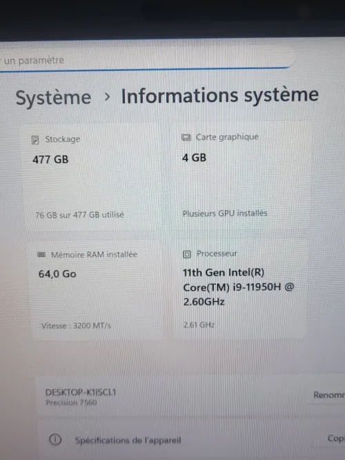 DELL PRECISION 7560 | CORE i9-11950H | RTX A2000 4GB | 64B RAM | 512GB NVMe SSD | WORKSTATION