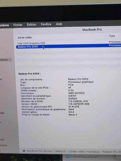 MacBook Pro 15" 2019 | CORE i7 | 16GB RAM | AMD RADEON PRO 555X 4GB | 256GB SSD | GAMME | Workstation