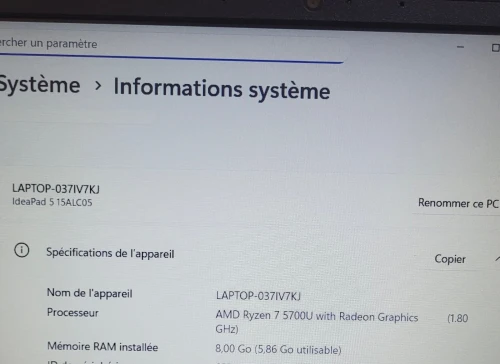 Lenovo IdeaPad 15.6'' FHD | RYZEN 7 5700U | 8GB RAM | 512GB NVMe SSD | AMD RADEON GRAPHICS 2GB